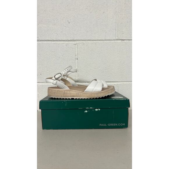 W/box Paul green sz7.5 , UK 5 Mindy white sandal comfy platform super soft - Picture 1 of 6
